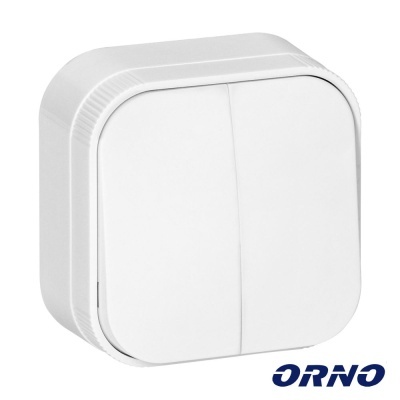 Interruptor elétrico branco de duas teclas com a marca ORNO