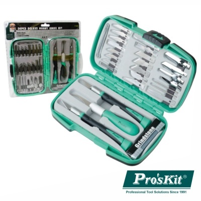 kit de ferramentas de precisão Pro'sKit em caixa verde com várias peças