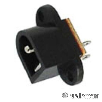 Conector de alimentação DC preto com pinos metálicos