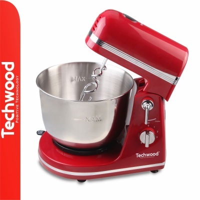 Batedeira vermelha Techwood com taça de aço inox