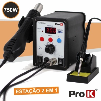 Estação de soldadura ProK preta com visor digital e acessórios