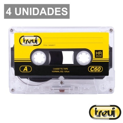 Cassete áudio amarelo e preto Trevi pack 4 unidades
