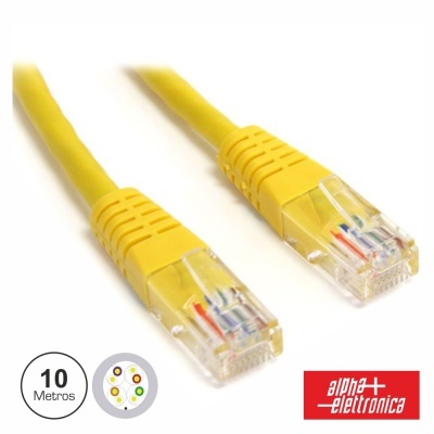Cabo de rede amarelo com conectores RJ45