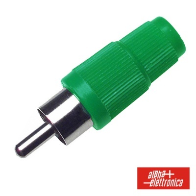 Conector RCA verde com metal e logótipo alpha elettronica