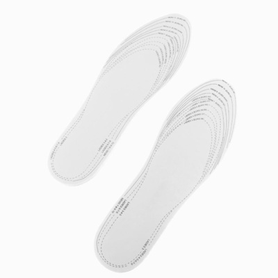 Palmilhas brancas com numerações e linhas pontilhadas