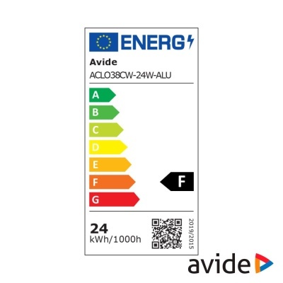 Etiqueta energética UE para Avide ACLO38CW-24W-ALU com classificação F
