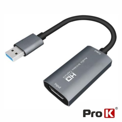 Adaptador USB para HDMI cinza com cabo preto curto