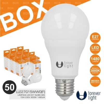 Lâmpada LED branca quente E27 15W da forever light com embalagem laranja