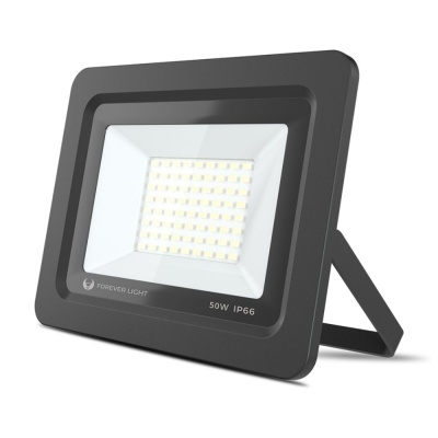 Projetor de luz LED preto com LEDs visíveis em formato retangular
