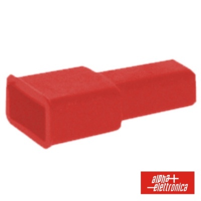 Conector elétrico vermelho retangular de plástico com logotipo alpha elettronica