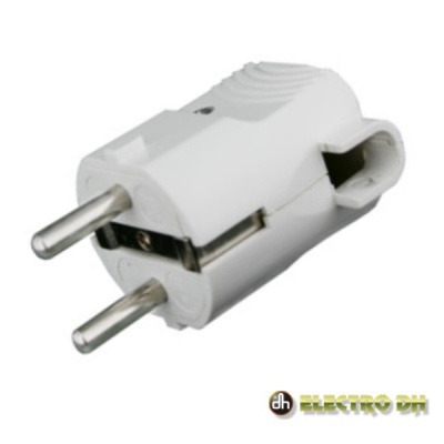 Adaptador de ficha elétrica branca com dois pinos metálicos redondos