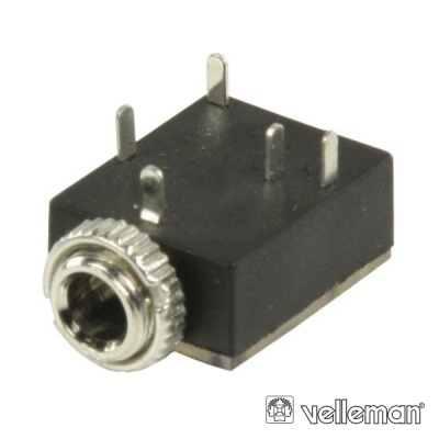 Conector de áudio jack estéreo de 3,5 mm preto com terminais de metal