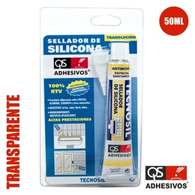 Selador de silicone translúcido QS ADHESIVOS em embalagem blister