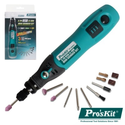 Conjunto de mini ferramenta de moagem Pro'sKit verde e preto com acessórios