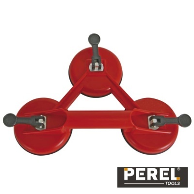 Ventosa de trinco vermelha para ferramentas com três ganchos de fixação.