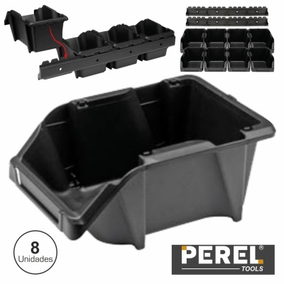 Caixas organizadoras pretas de plástico rígido com divisórias da marca PEREL em fundo branco
