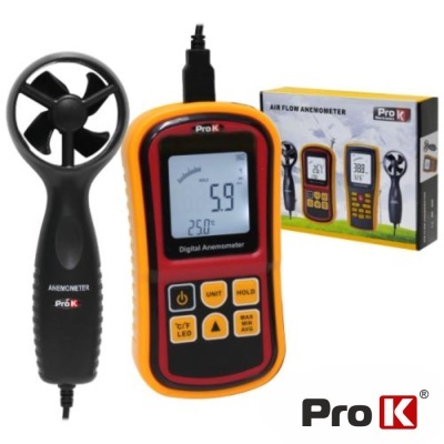 Anemómetro digital ProK com ventilador e embalagem