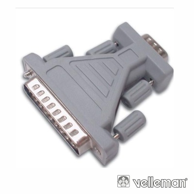 Adaptador Velleman cinzento com ficha paralela de 25 pinos e serial de 9 pinos