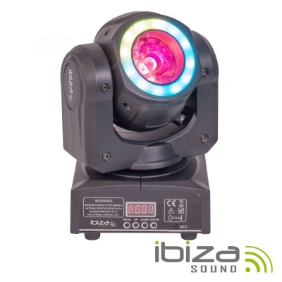 Luz de palco Ibiza Sound preta com LED colorido e display digital