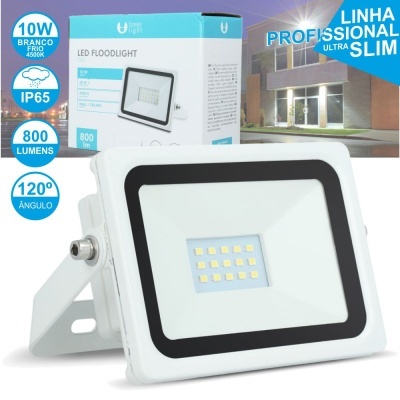 Projetor LED floodlight branco com moldura preta