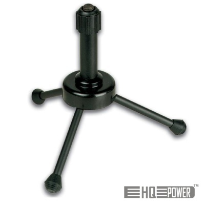 Tripé pequeno preto com três pernas arredondadas e haste central grossa