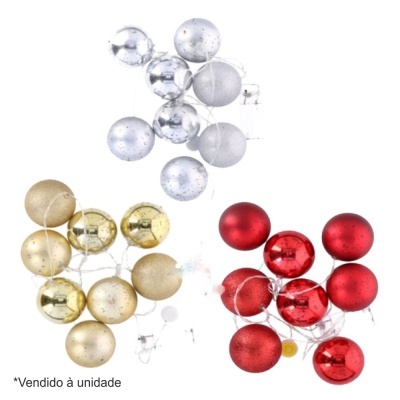 Conjuntos de bolas de Natal em prata, dourado e vermelho com acabamento brilhante