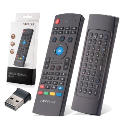 Comando inteligente FOREVER preto com receptor USB e embalagem.