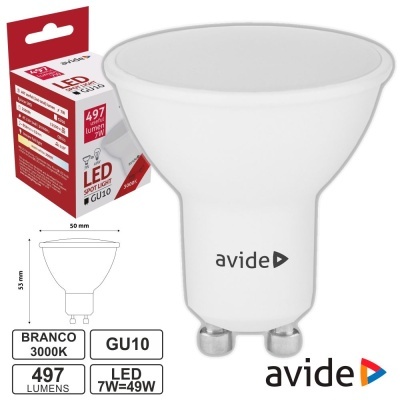 Candeeiro LED spot luz branco marca avide modelo GU10 com embalagem