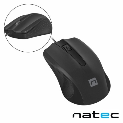 Rato de computador preto Natec com botão scroll e textura antiderrapante