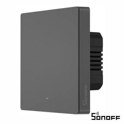 Interruptor inteligente cinza escuro Sonoff com acabamento fosco