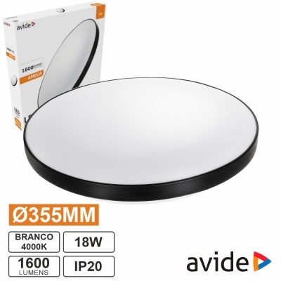 Lâmpada de teto redonda branca Avide Ø355mm 18W 4000K