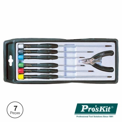 Conjunto de 7 ferramentas Pro'sKit em embalagem preta e branca