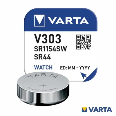 Pilha de relógio VARTA V303 SR44 com embalagem azul e branca