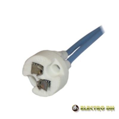 Conector para lâmpada branca com fios azuis
