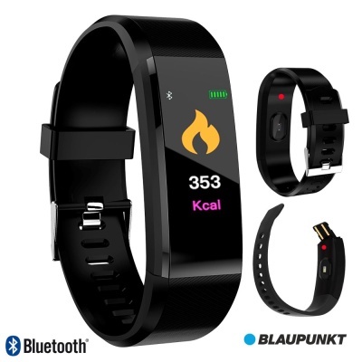 Pulseira inteligente preta BLAUPUNKT com ecrã digital e bracelete de silicone