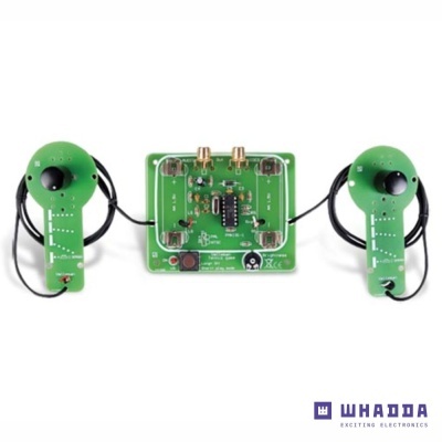 Kit de eletrónica com placas de circuito impresso verdes e componentes eletrónicos