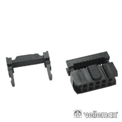Conjunto de peças para conector preto Velleman em fundo branco