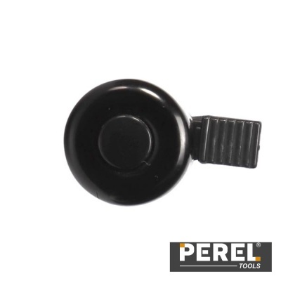 Campainha preta redonda para bicicleta com botão texturizado