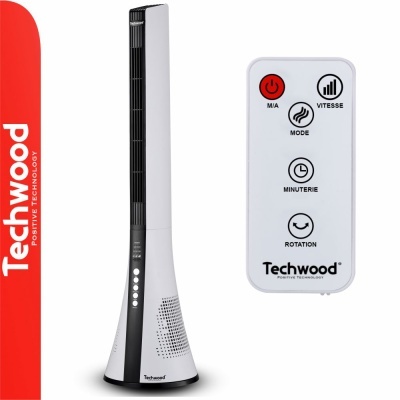 Ventoinha torre Techwood com controlo remoto branco