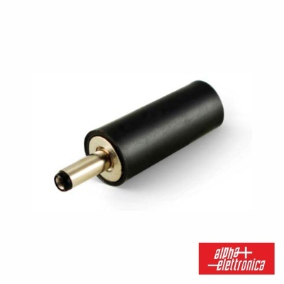 Conector de alimentação DC preto com ponta metálica prateada