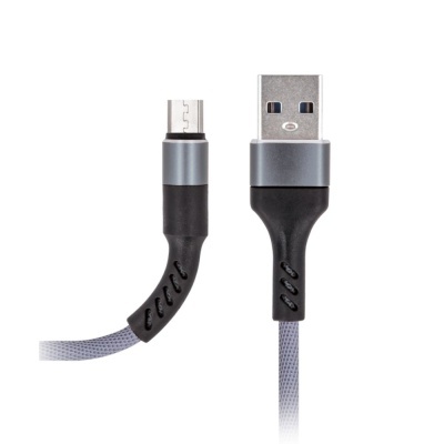 Cabo USB para micro USB cinzento com acabamento metálico