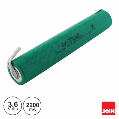 Bateria cylindrical verde com texto preto e logotipo JOiN
