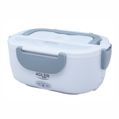 Caixa de almoço elétrica branca com tampa e pega cinzas