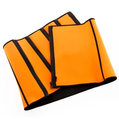 Cinta para cintura em neoprene laranja com fecho de correr preto