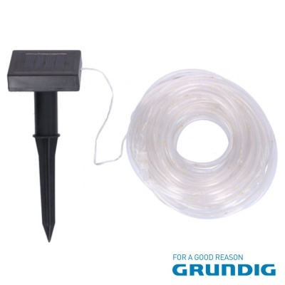 Cabo de luz LED branco com painel solar e estaca preta