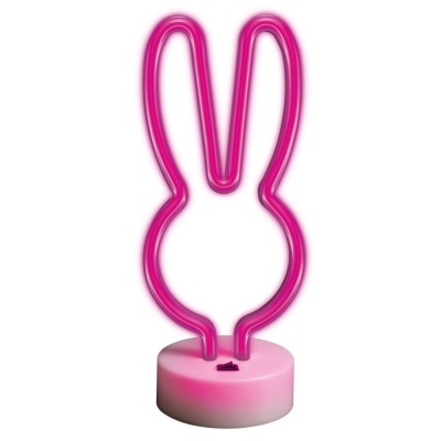 Candeeiro LED em forma de cabeça de coelho cor-de-rosa