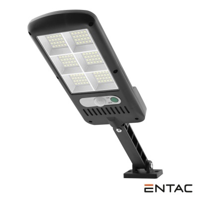 Luz LED de exterior preta com painel de LEDs e sensor de movimento