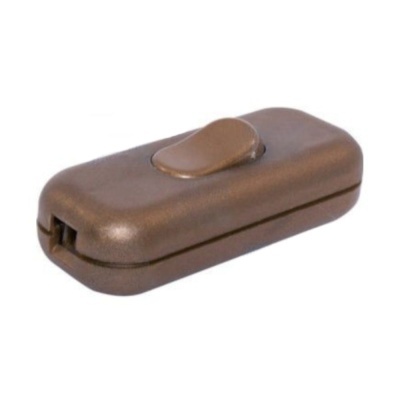 Interruptor simples castanho com botão central elevado