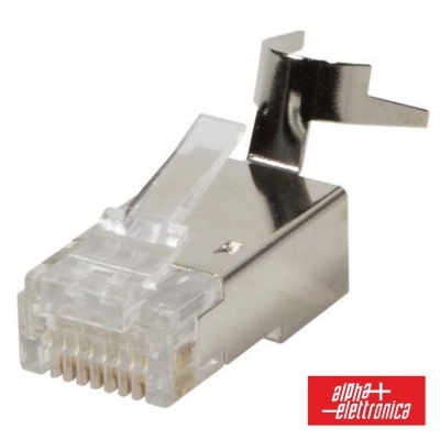 Conector RJ45 metálico com clipe de plástico transparente