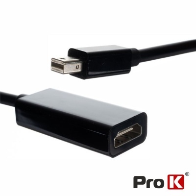 Adaptador Mini DisplayPort para DisplayPort preto com cabo